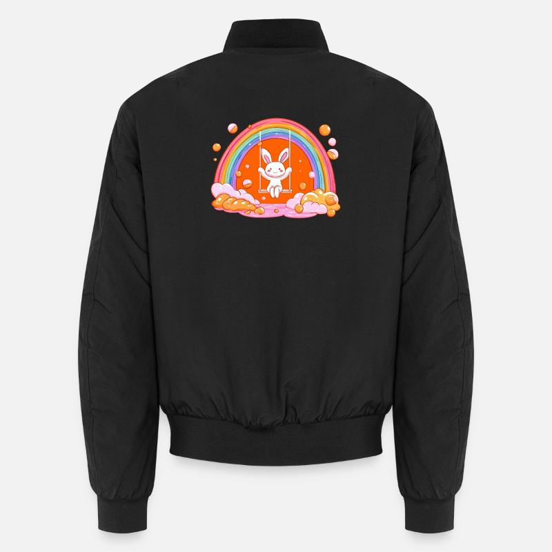 Cuddly Bunny Rainbow Swing Unisex Bomber Jacket