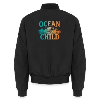 Ocean Child - Unisex Bomber Jacket - black - Back - AI Model Male 185 light (185cm)