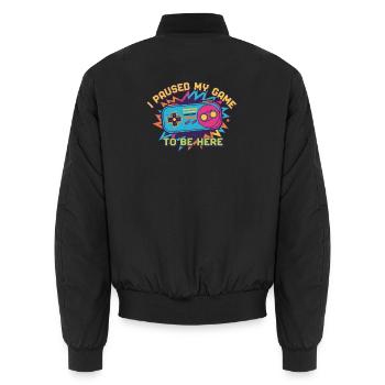 T-shirt Retro Controller Meme - Bomber unisexe - noir - Dos - AI Model Male 185 light (185cm)