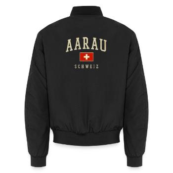 Aarau Schweiz Vintage Emblem - Unisex Bomberjacke - Schwarz - Hinten - AI Model Male 185 light (185cm)