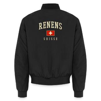Renens – identité suisse du canton de Vaud - Bomber unisexe - noir - Dos - AI Model Male 185 light (185cm)