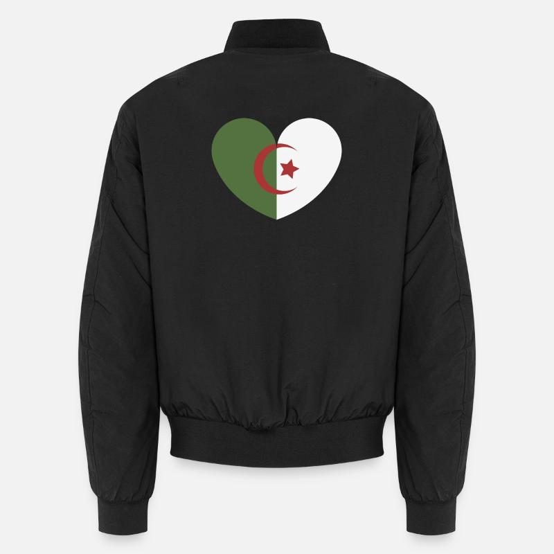 Algeria heart flag - Unisex Bomber Jacket - black