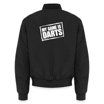 Darts Fun Hoodie & Shirt für echte Darts Fans - Unisex Bomberjacke - Schwarz - Hinten - AI Model Male 185 light (185cm)