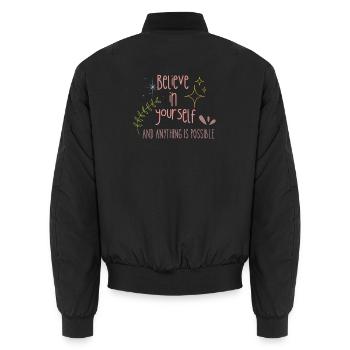 Believe in yourself - Unisex Bomber Jacket - black - Back - AI Model Male 185 light (185cm)