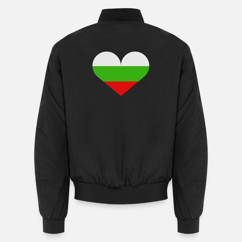 Bulgarian heart-shaped flag - Unisex Bomber Jacket - black