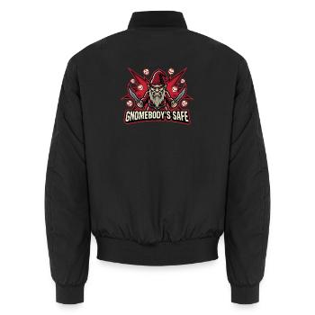 Evil Gnome, Dark Gnome, Goth Gnome, Funny Gnome - Unisex Bomber Jacket - black - Back - AI Model Male 185 light (185cm)