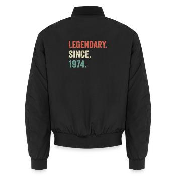 legendary since 1974 - Unisex Bomber Jacket - black - Back - AI Model Male 185 light (185cm)