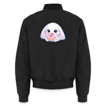 Lapin kawaï avec un beignet - Bomber unisexe - noir - Dos - AI Model Male 185 light (185cm)