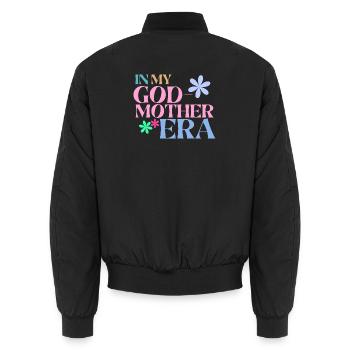 In My Godmother Era Shirt - Gift Godmother - Unisex Bomber Jacket - black - Back - AI Model Male 185 light (185cm)