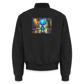 Blue funny and laughing monster - Unisex Bomber Jacket - black - Back - AI Model Male 185 light (185cm)