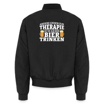 Bier statt Therapie - Unisex Bomberjacke - Schwarz - Hinten - AI Model Male 185 light (185cm)