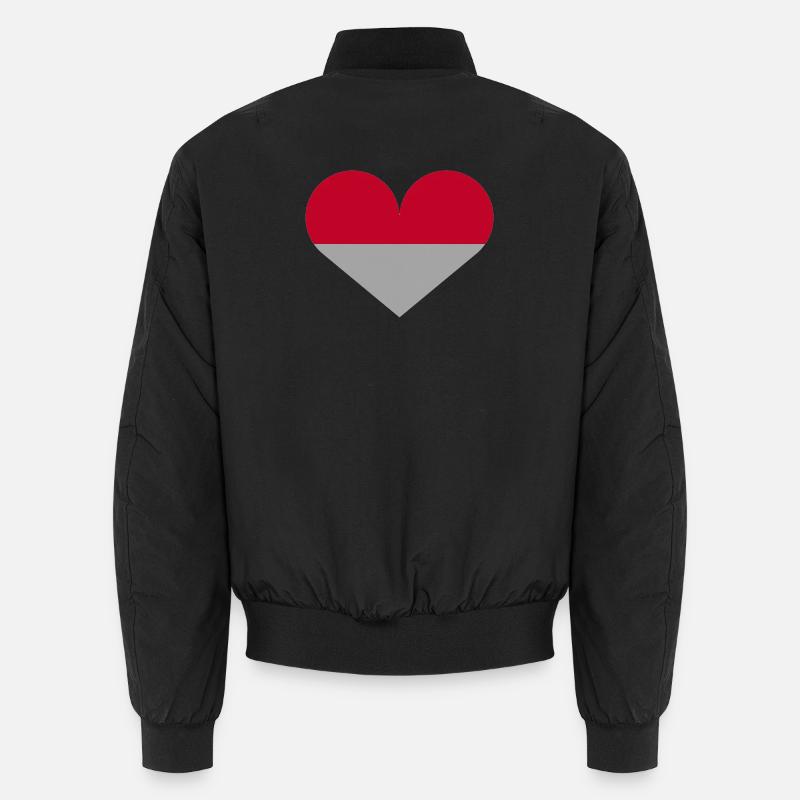 Indonesische Flagge in Form eines Herzens Unisex Bomberjacke