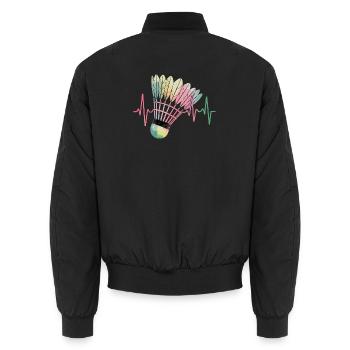 Badminton Battement de cœur Pouls coloré de volant pour - Bomber unisexe - noir - Dos - AI Model Male 185 light (185cm)