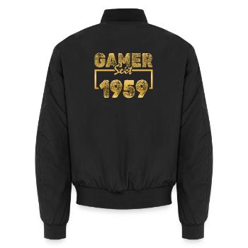 1959 - Unisex Bomber Jacket - black - Back - AI Model Male 185 light (185cm)
