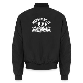 Wandergruppe Schriftzug mit Grafik - Unisex Bomberjacke - Schwarz - Hinten - AI Model Male 185 light (185cm)