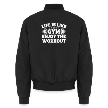 La vie de bodybuilder en powerlifting ressemble à la salle de sport - Bomber unisexe - noir - Dos - AI Model Male 185 light (185cm)