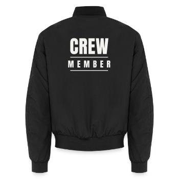 Crew Member Bold Team Staff Event Festival Group - Unisex Bomber Jacket - black - Back - AI Model Male 185 light (185cm)