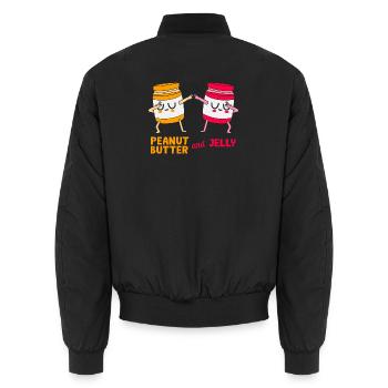 Peanut butter - Unisex Bomber Jacket - black - Back - AI Model Male 185 light (185cm)
