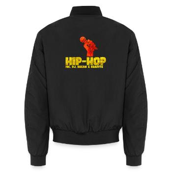 Hip Hop Fist Basketball Tee - Unisex Bomber Jacket - black - Back - AI Model Male 185 light (185cm)