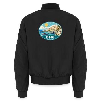 Erleben Sie Bari an der italienischen Adriaküste - Unisex Bomberjacke - Schwarz - Hinten - AI Model Male 185 light (185cm)