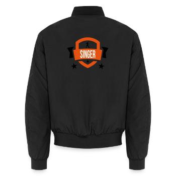 Singer - Sing 🎤 - Unisex Bomber Jacket - black - Back - AI Model Male 185 light (185cm)