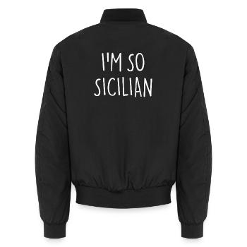 JE SUIS TELLEMENT SICILIEN Siciliens Sicile - Bomber unisexe - noir - Dos - AI Model Male 185 light (185cm)
