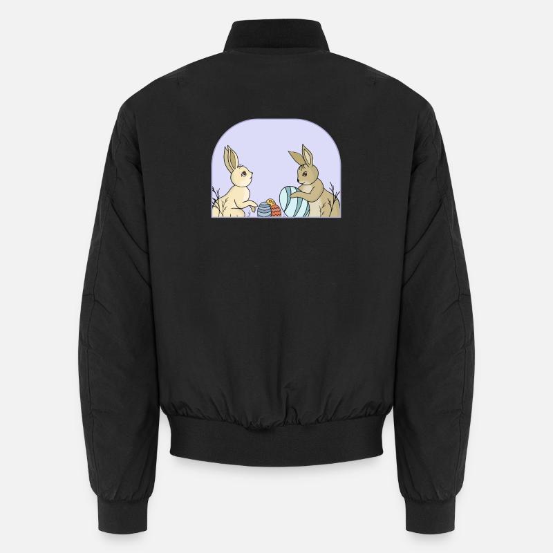 Cute bunnies with eggs - Unisex Bomber Jacket - black