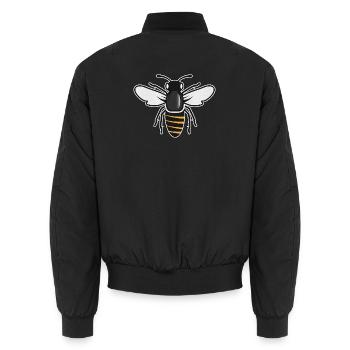 Stilisierte Biene - Insektenmotiv im Patch-Stil - Unisex Bomberjacke - Schwarz - Hinten - AI Model Male 185 light (185cm)