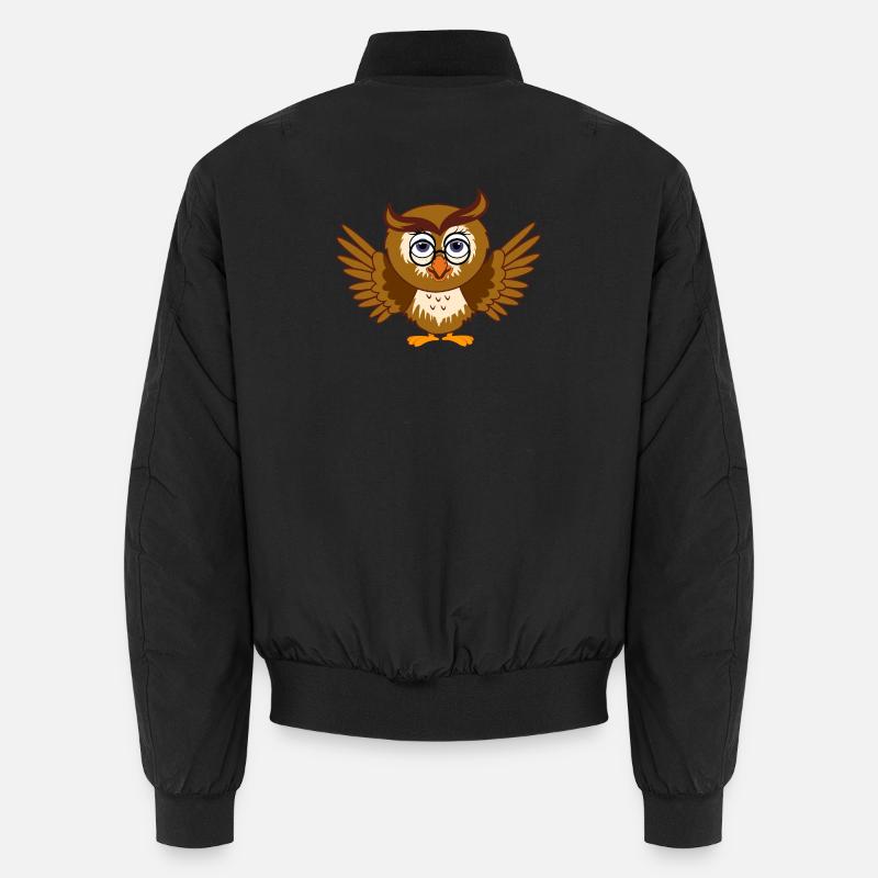 Smart Owl with Wings - Unisex Bomber Jacket - black