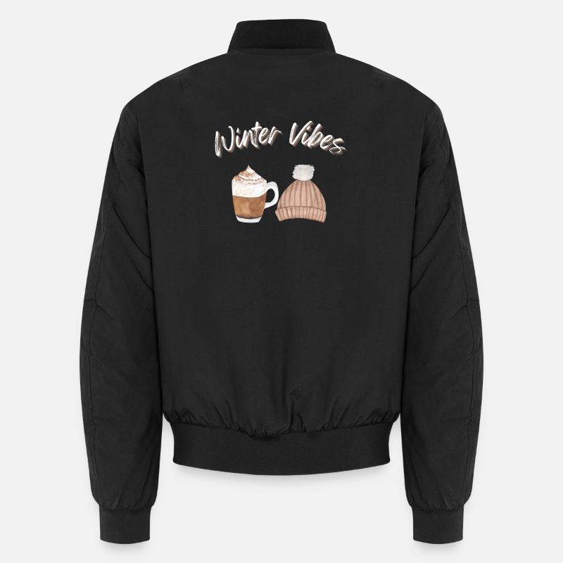 Winter Vibes Cold Season Hat Mug Unisex Bomber Jacket