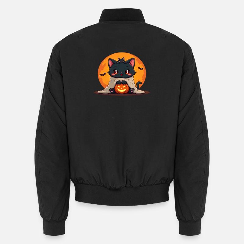 Chat d’Halloween avec citrouille d’Halloween Bomber unisexe