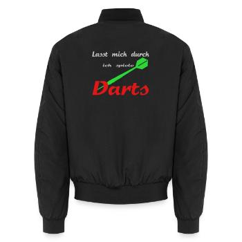 darts - Unisex Bomber Jacket - black - Back - AI Model Male 185 light (185cm)