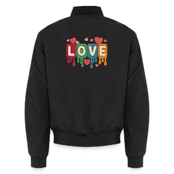 Amour, tricots colorés, cœurs, amour romantique, amour - Bomber unisexe - noir - Dos - AI Model Male 185 light (185cm)