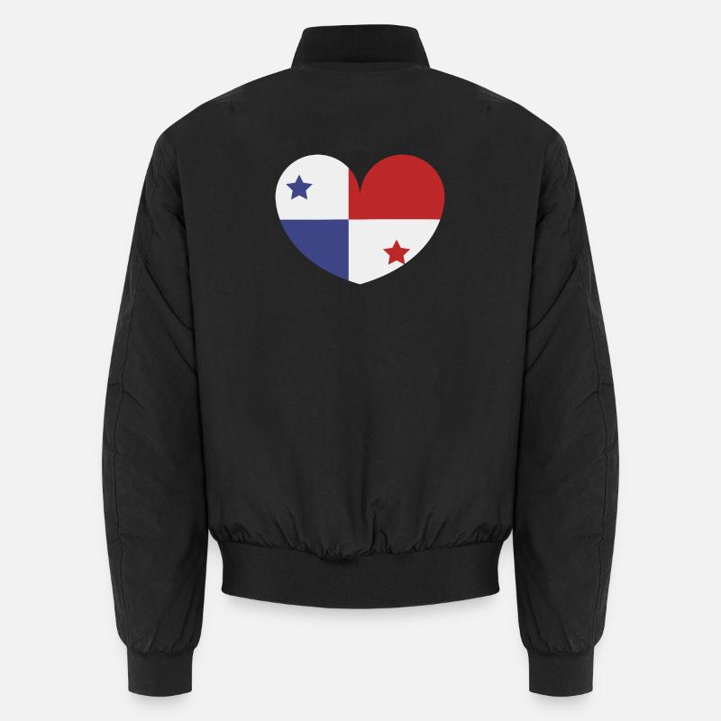 Panama heart flag - Unisex Bomber Jacket - black