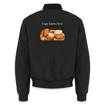Capybara avec pizza sur canapé - Bomber unisexe - noir - Dos - AI Model Male 185 light (185cm)