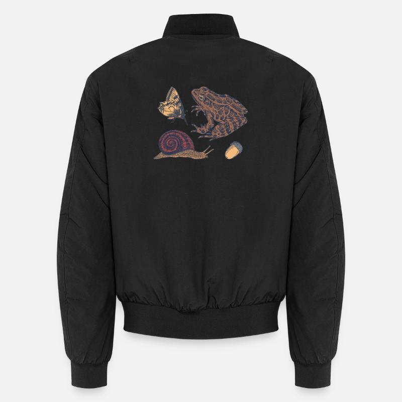 Vintage Nature Illustration: Toad & Butterfly Unisex Bomber Jacket