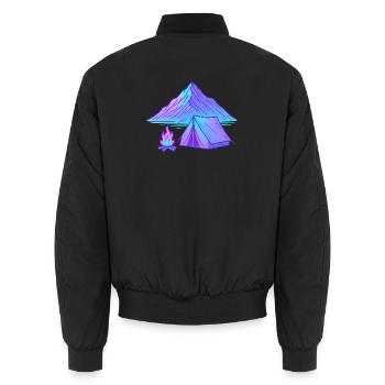 Camp de tentes Northern Lights Paysage de la montagne néon - Bomber unisexe - noir - Dos - AI Model Male 185 light (185cm)