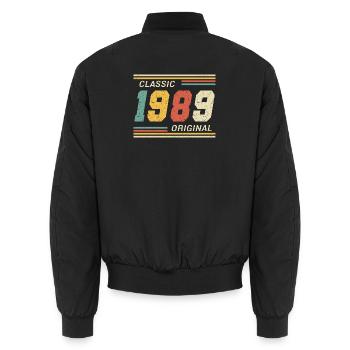 Classic 1989 original 1989 - Unisex Bomberjacke - Schwarz - Hinten - AI Model Male 185 light (185cm)