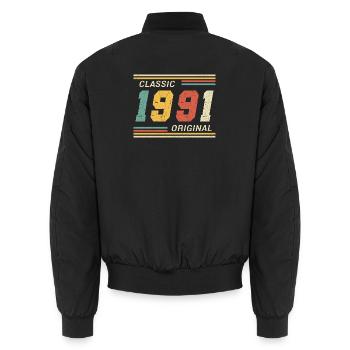 Classic 1991 original 1991 - Unisex Bomberjacke - Schwarz - Hinten - AI Model Male 185 light (185cm)