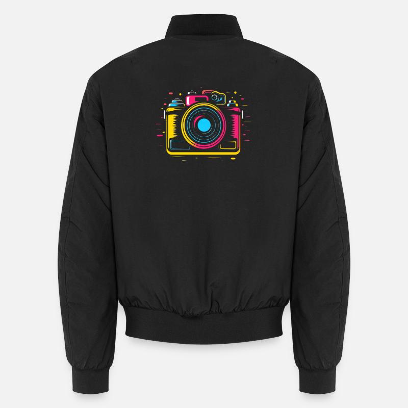 Photo Camera Retrowave - Unisex Bomber Jacket - black