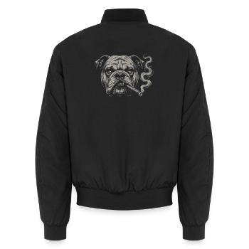 Bulldogge rauchende Zigarre - Unisex Bomberjacke - Schwarz - Hinten - AI Model Male 185 light (185cm)
