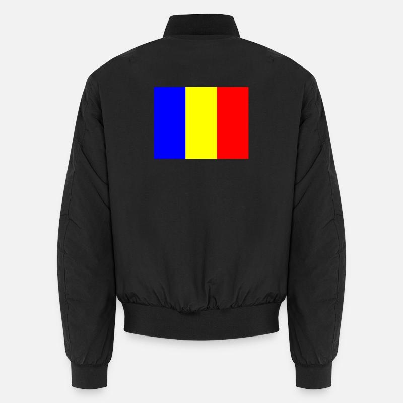 Flagge Rumänien mit Farbbalken Design Unisex Bomberjacke