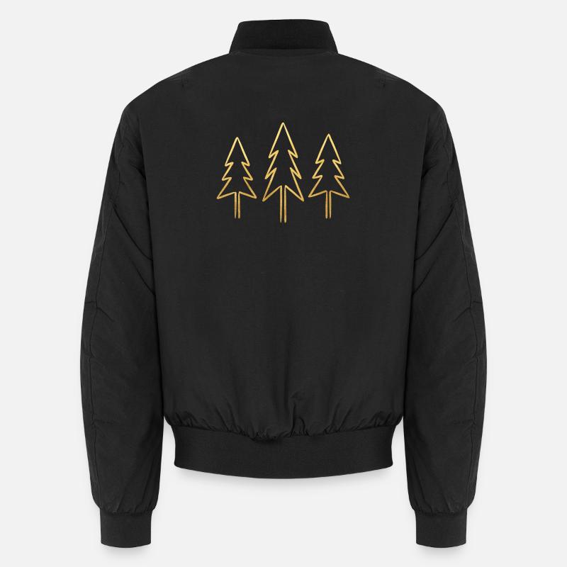 Fir tree gold optics Christmas - Unisex Bomber Jacket - black