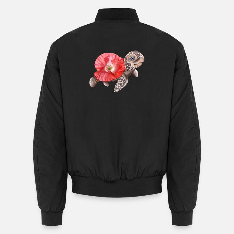 Süße Schildkröte mit Mohnblume Unisex Bomberjacke