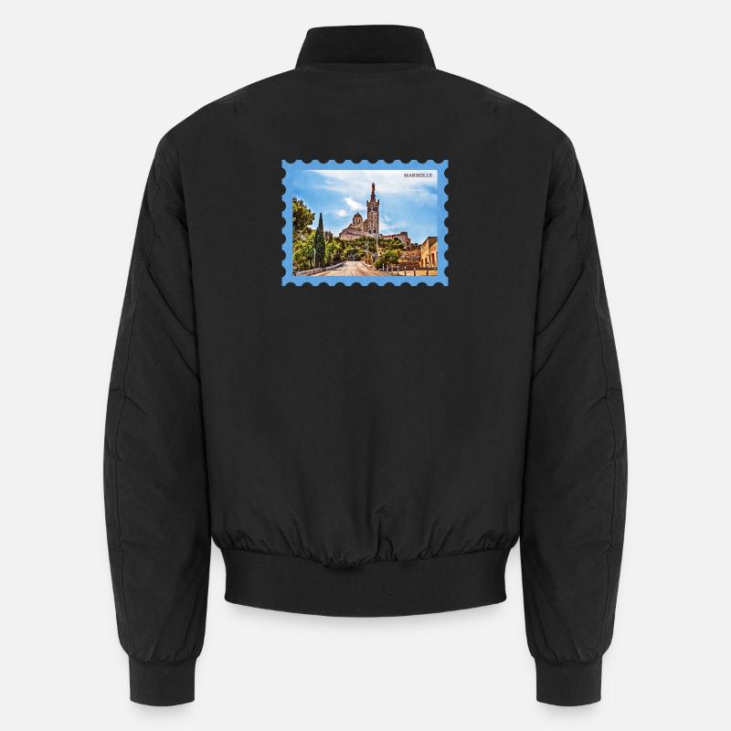 Marseille Basilica Postcard Unisex Bomber Jacket