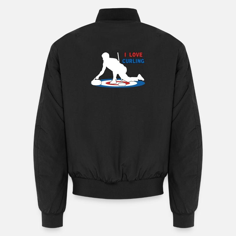 Ich liebe Curling Unisex Bomberjacke