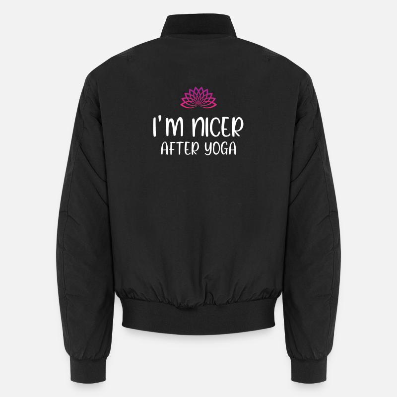 Ich bin netter nach dem Yoga Unisex Bomberjacke