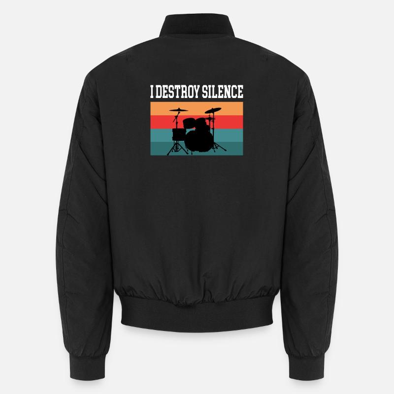 Drummer Drummer I destroy silence - Unisex Bomber Jacket - black