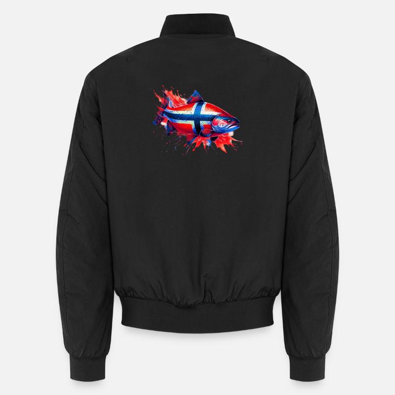 Norwegian Salmon - Unisex Bomber Jacket - black