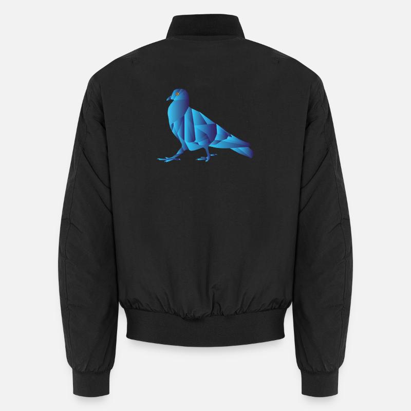 Blue Geometric Abstract Pigeon Unisex Bomber Jacket